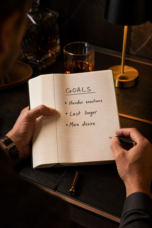 Man writing male performance goals.