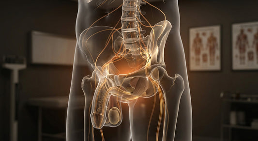 diagram of male pelvic floor and ejaculation control mechanisms for premature ejaculation treatment.